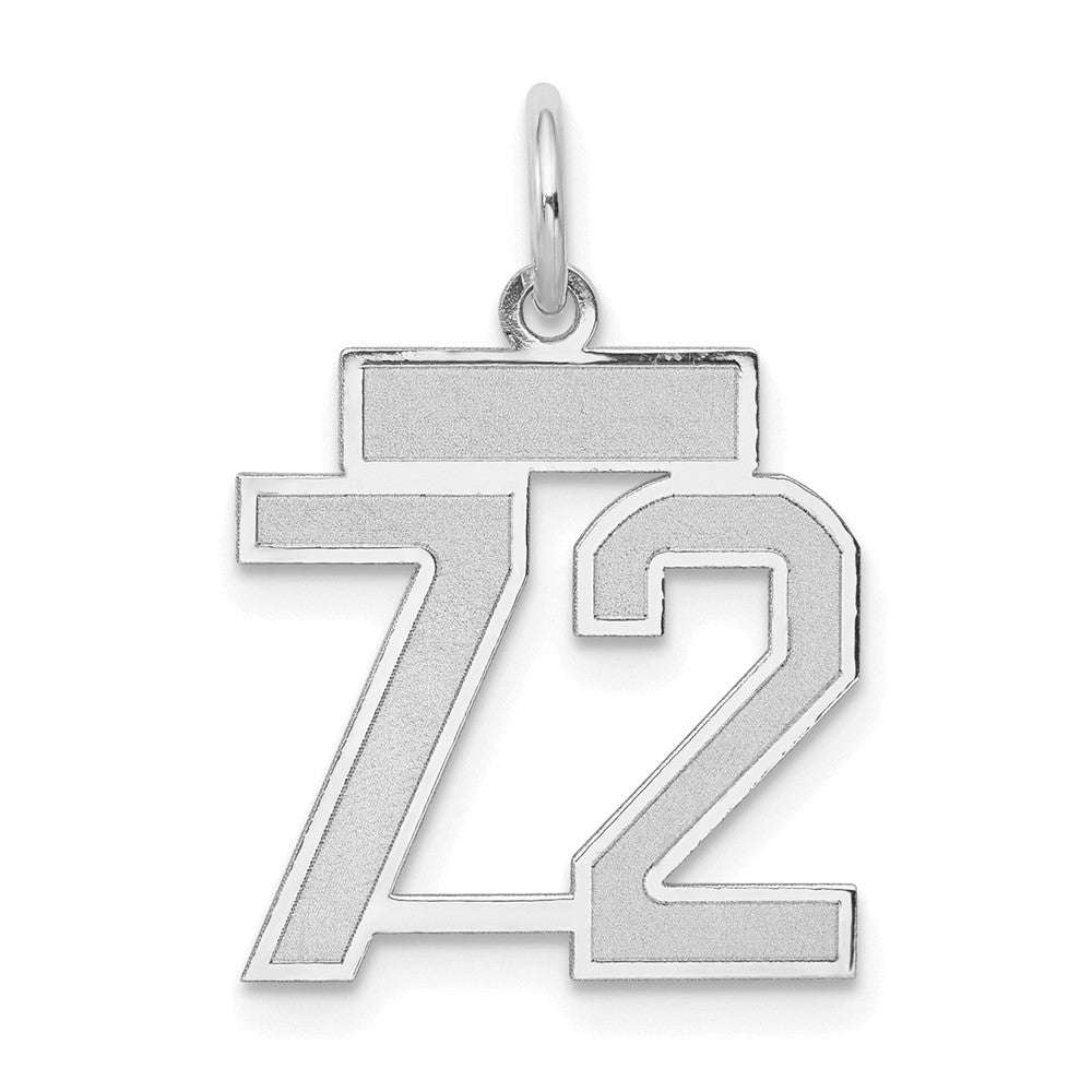 Image of ID 1 14k White Goldw Small Satin Number 72 Charm