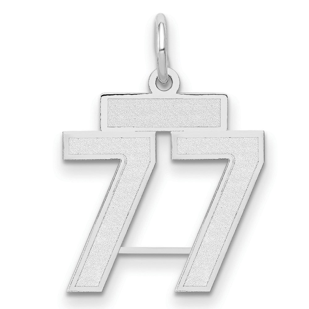 Image of ID 1 14k White Goldw Small Satin Number 77 Charm