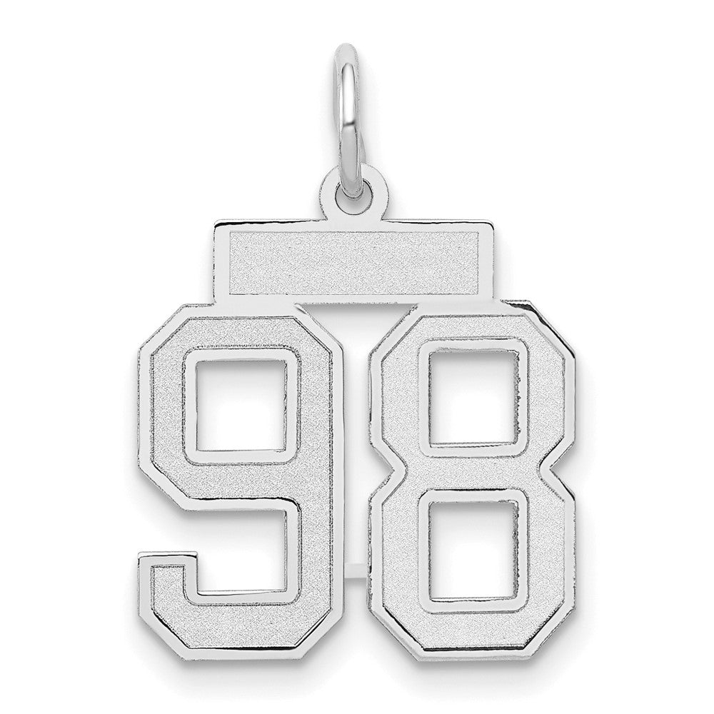 Image of ID 1 14k White Goldw Small Satin Number 98 Charm