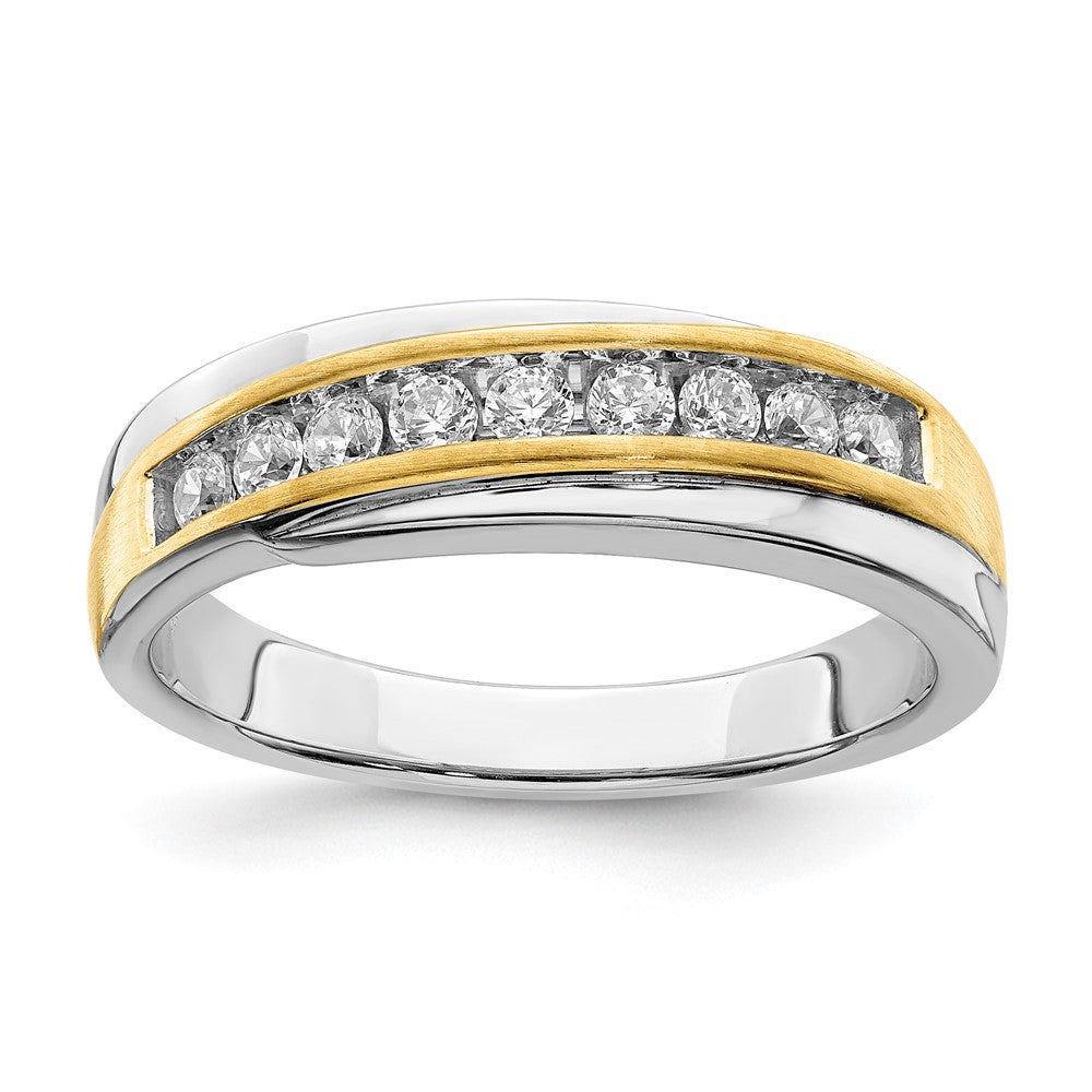 Image of ID 1 14k White & Yellow Gold Men's Real Diamond Bridal Band