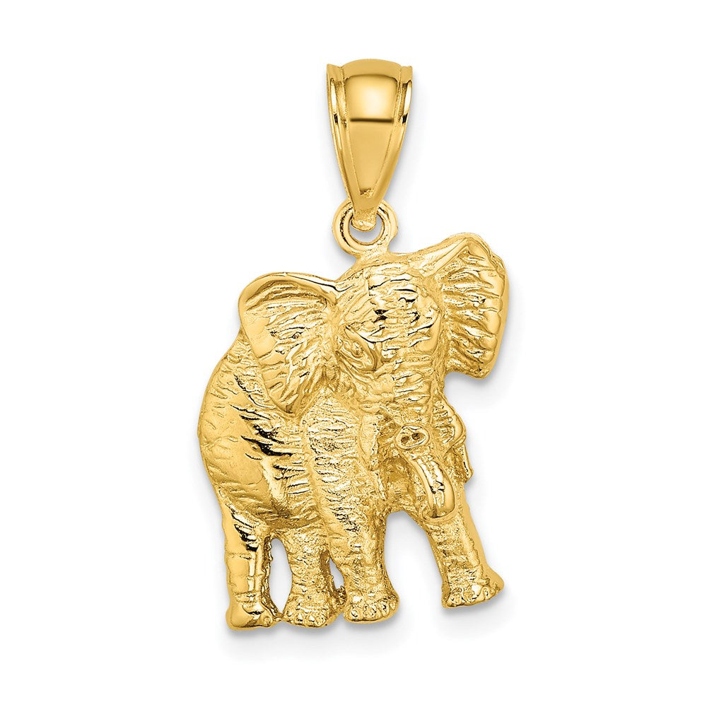 Image of ID 1 14k Yellow Gold 2-D Elephant w/ Raised Trunk Charm