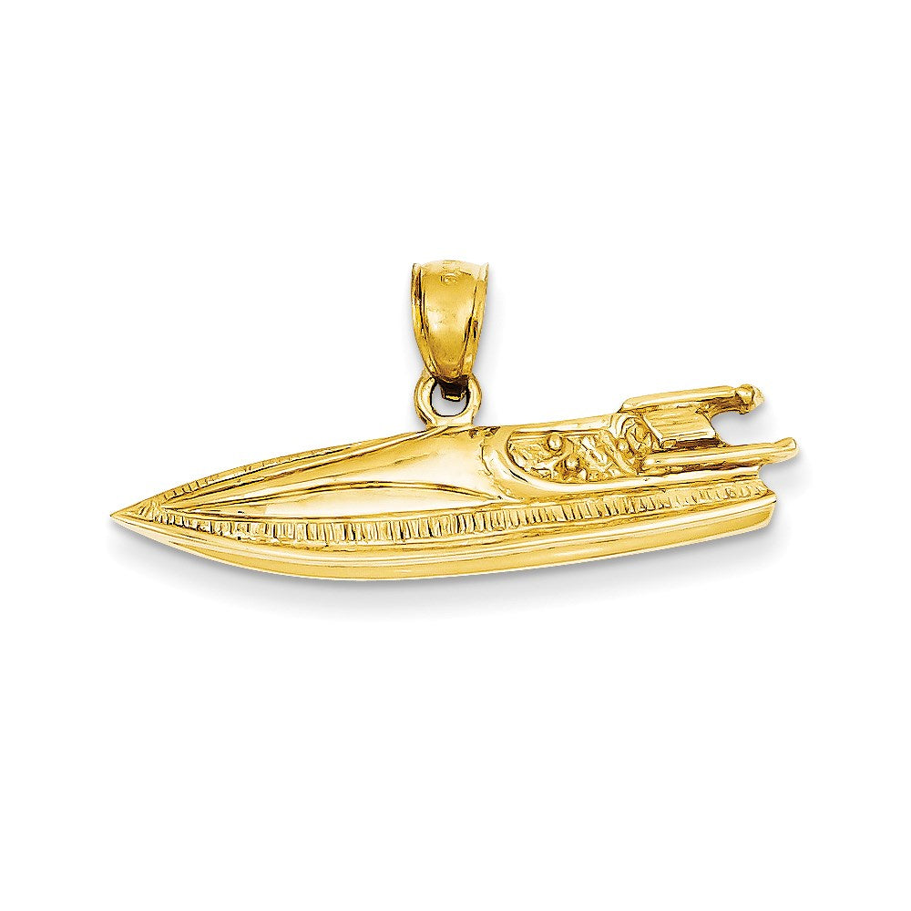 Image of ID 1 14k Yellow Gold 2-D Speed Boat Pendant