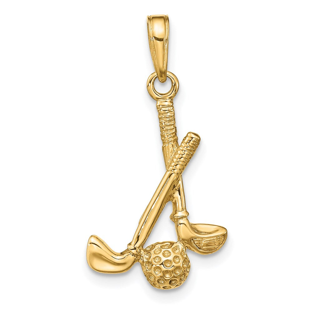 Image of ID 1 14k Yellow Gold 3-D Clubs and Ball Pendant