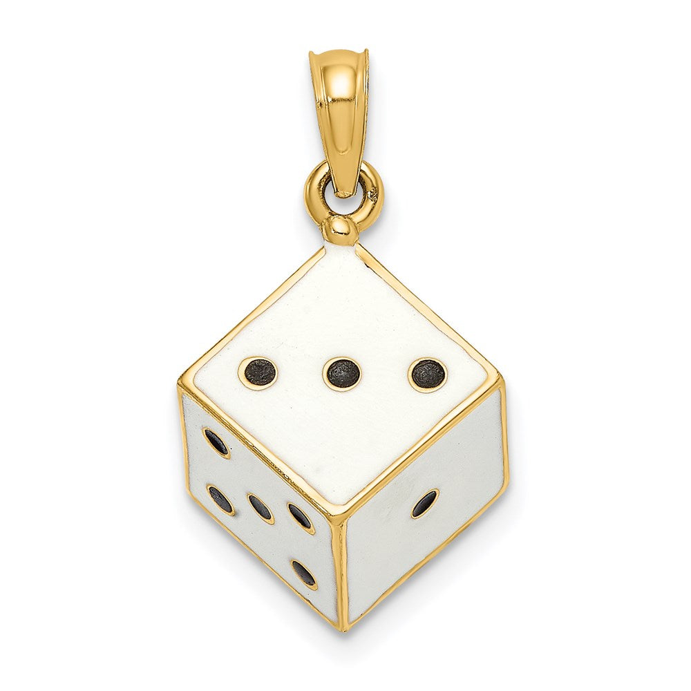 Image of ID 1 14k Yellow Gold 3-D Enamel Dice Charm