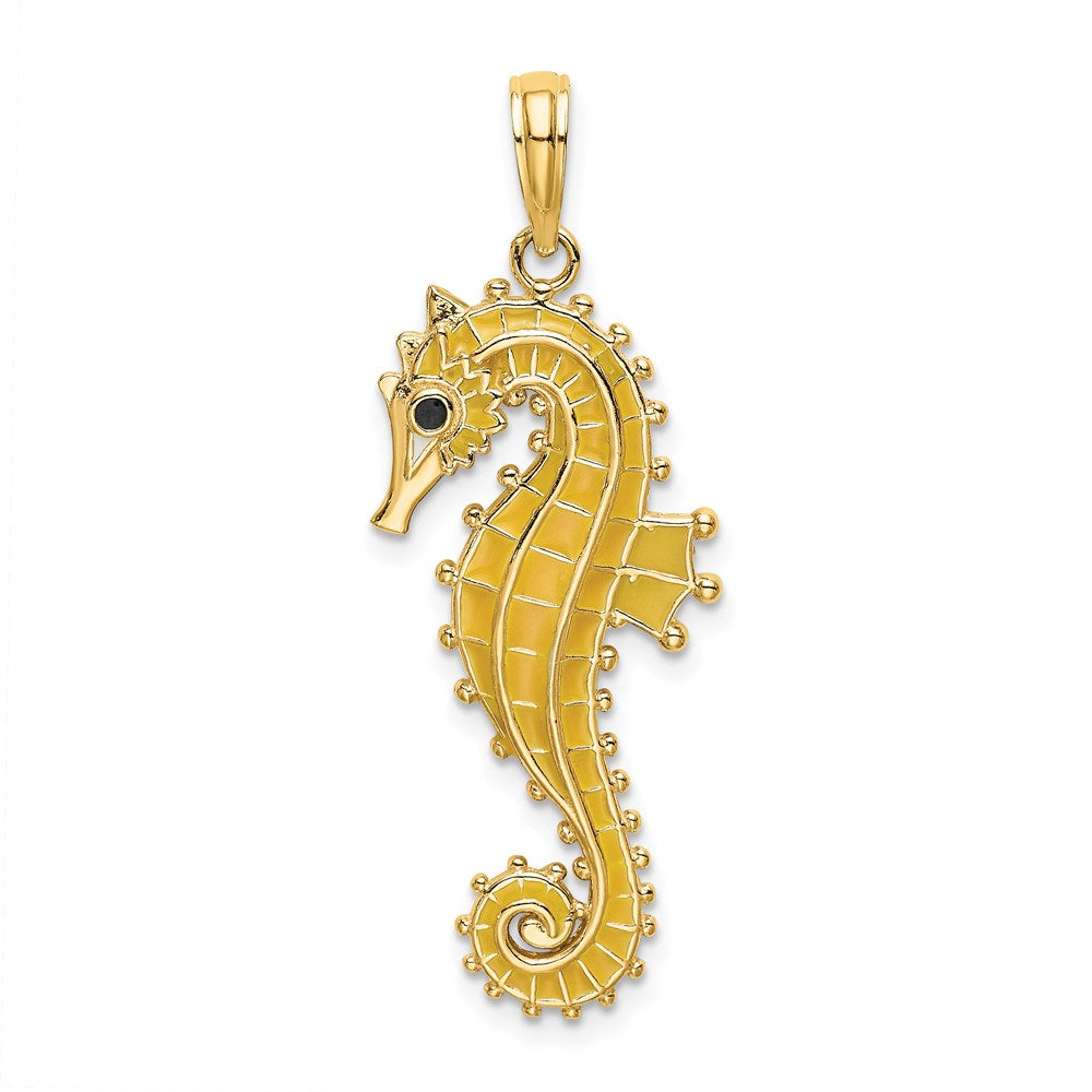 Image of ID 1 14k Yellow Gold 3-D Enamel Seahorse Charm