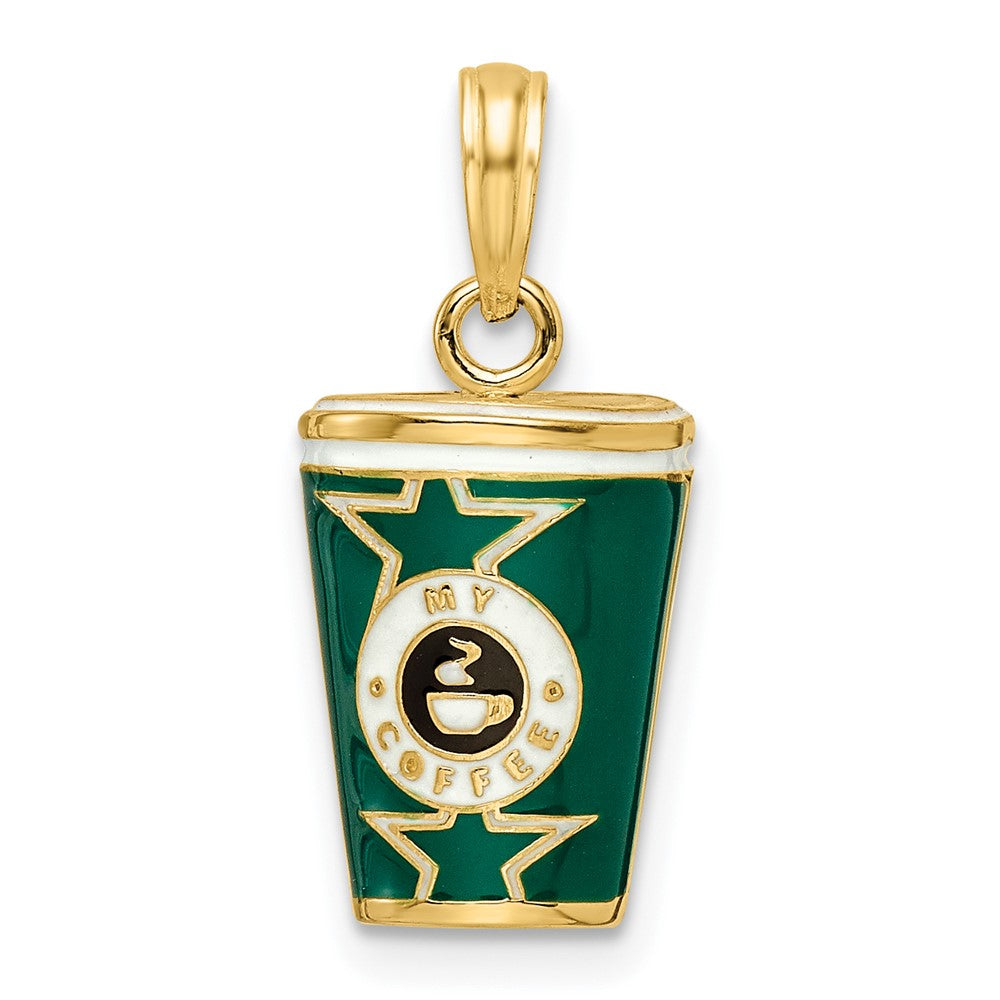 Image of ID 1 14k Yellow Gold 3-D Enameled Coffee Cup Charm