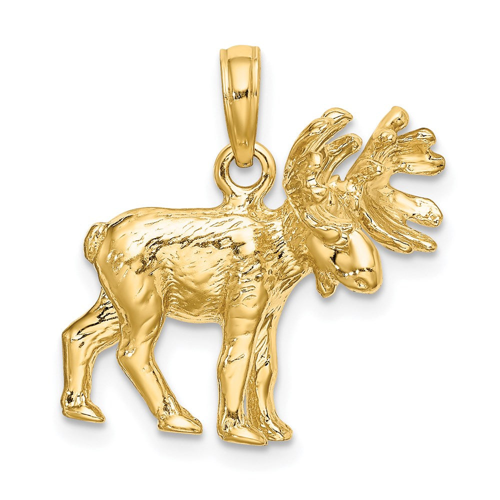 Image of ID 1 14k Yellow Gold 3-D Textured Moose Charm