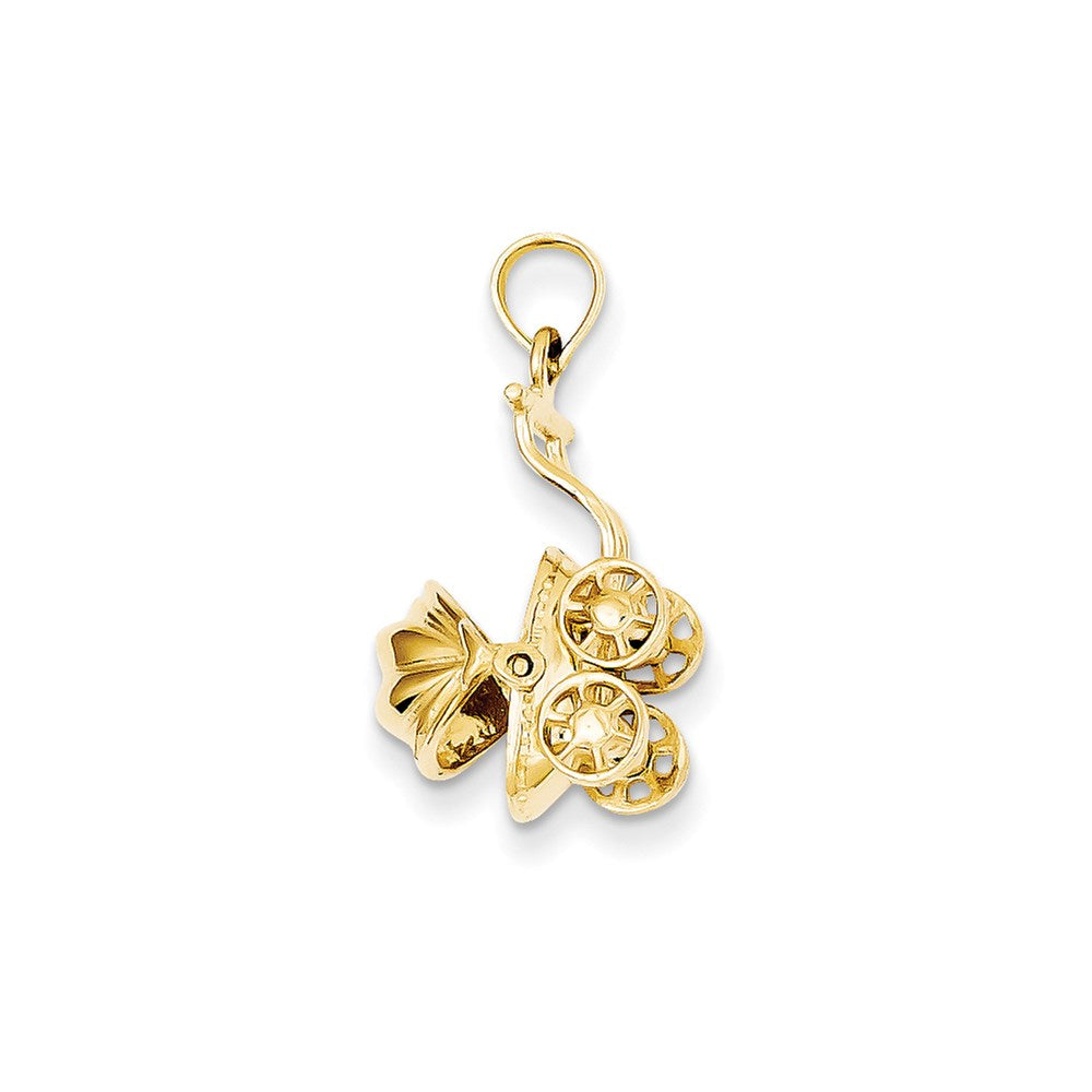 Image of ID 1 14k Yellow Gold 3D Baby Carriage Charm