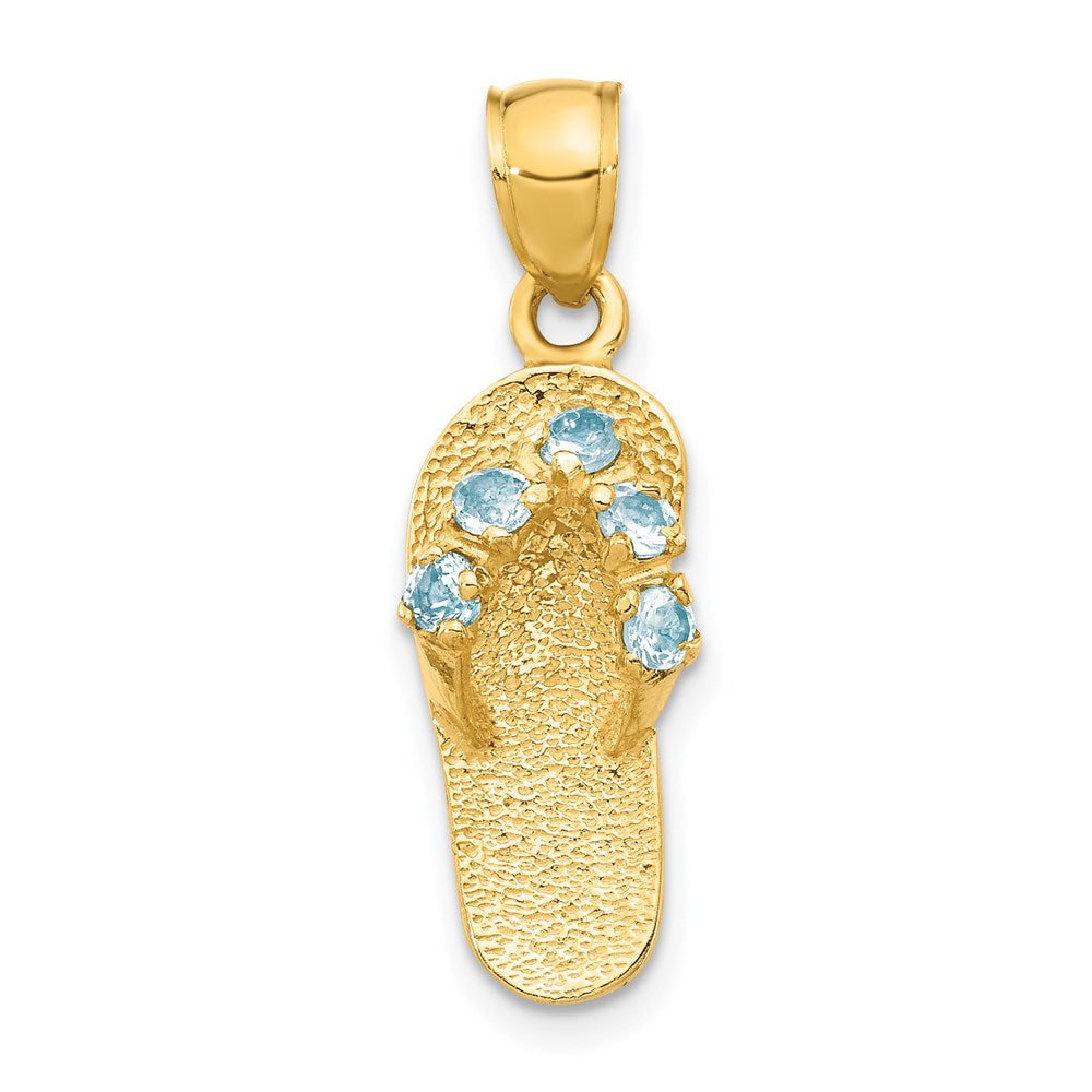 Image of ID 1 14k Yellow Gold 3D March/CZ Birthstone Flip Flop Pendant