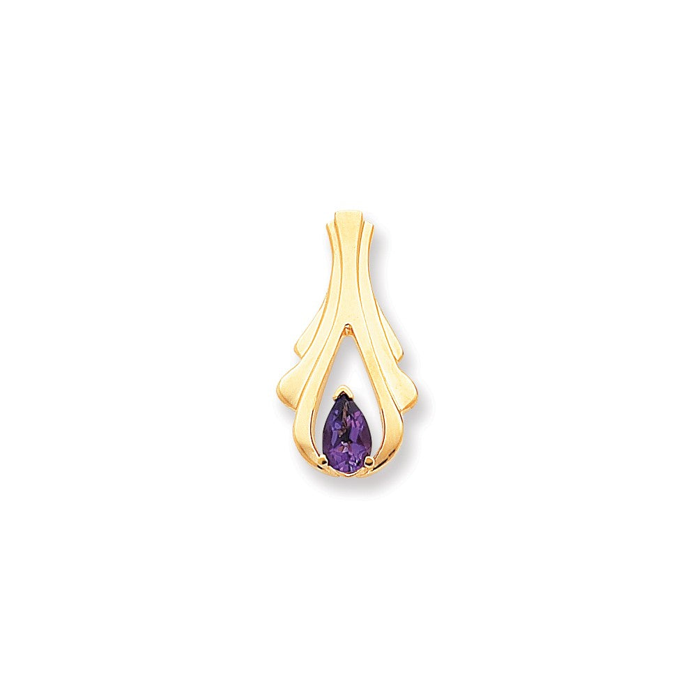 Image of ID 1 14k Yellow Gold Amethyst Diamond Slide Pendant