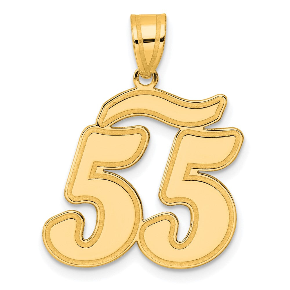 Image of ID 1 14k Yellow Gold Brushed Border Script Number 55 Pendant