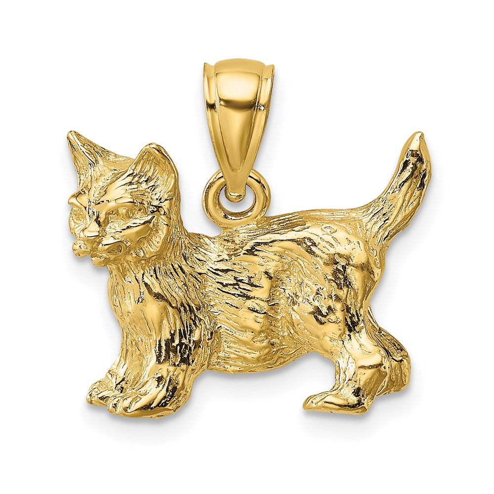 Image of ID 1 14k Yellow Gold Cat Standing w/Raised Tail Charm