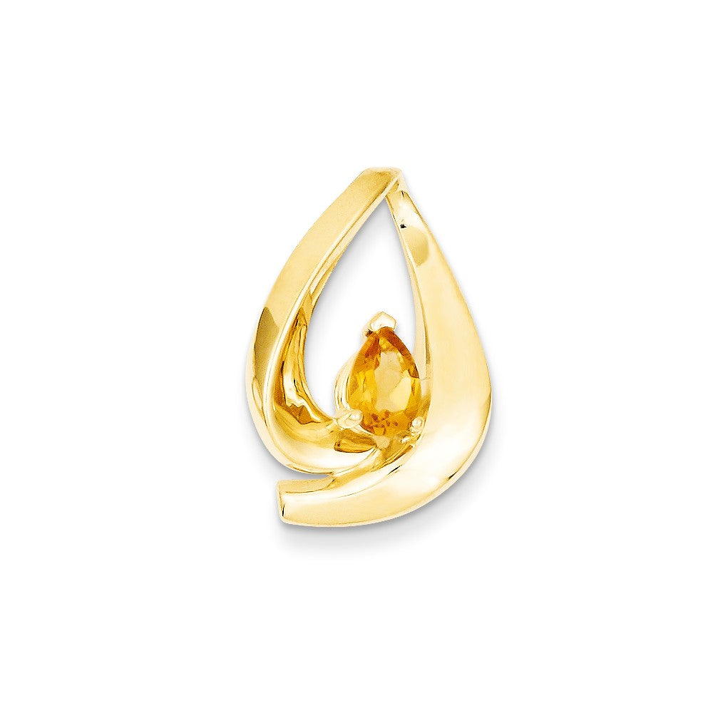 Image of ID 1 14k Yellow Gold Citrine Diamond Slide Pendant