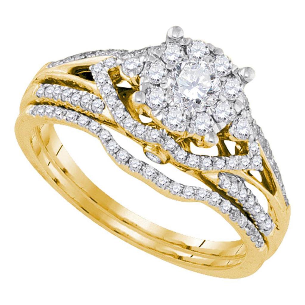 Image of ID 1 14k Yellow Gold Diamond Bridal Wedding Ring Set 3/4 Cttw