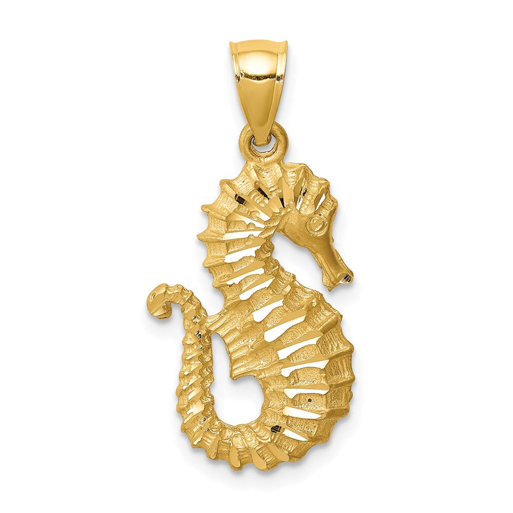 Image of ID 1 14k Yellow Gold Diamond-cut Seahorse Pendant