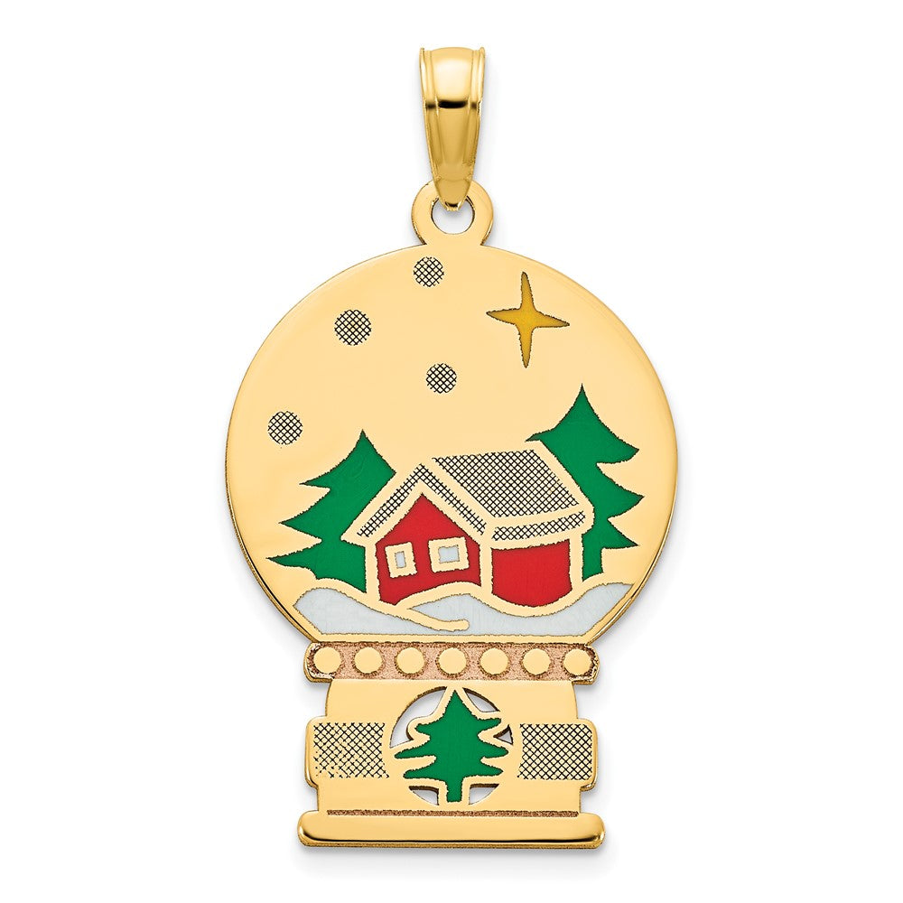 Image of ID 1 14k Yellow Gold Epoxy Holiday Snowglobe Pendant