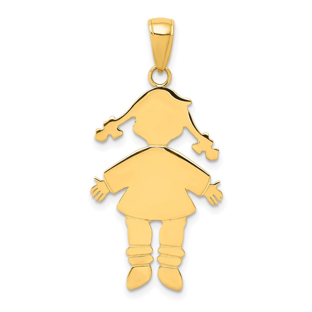 Image of ID 1 14k Yellow Gold Flat Engravable Girl Charm