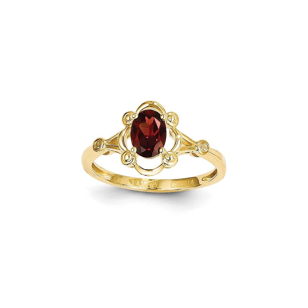 Image of ID 1 14k Yellow Gold Garnet Diamond Ring