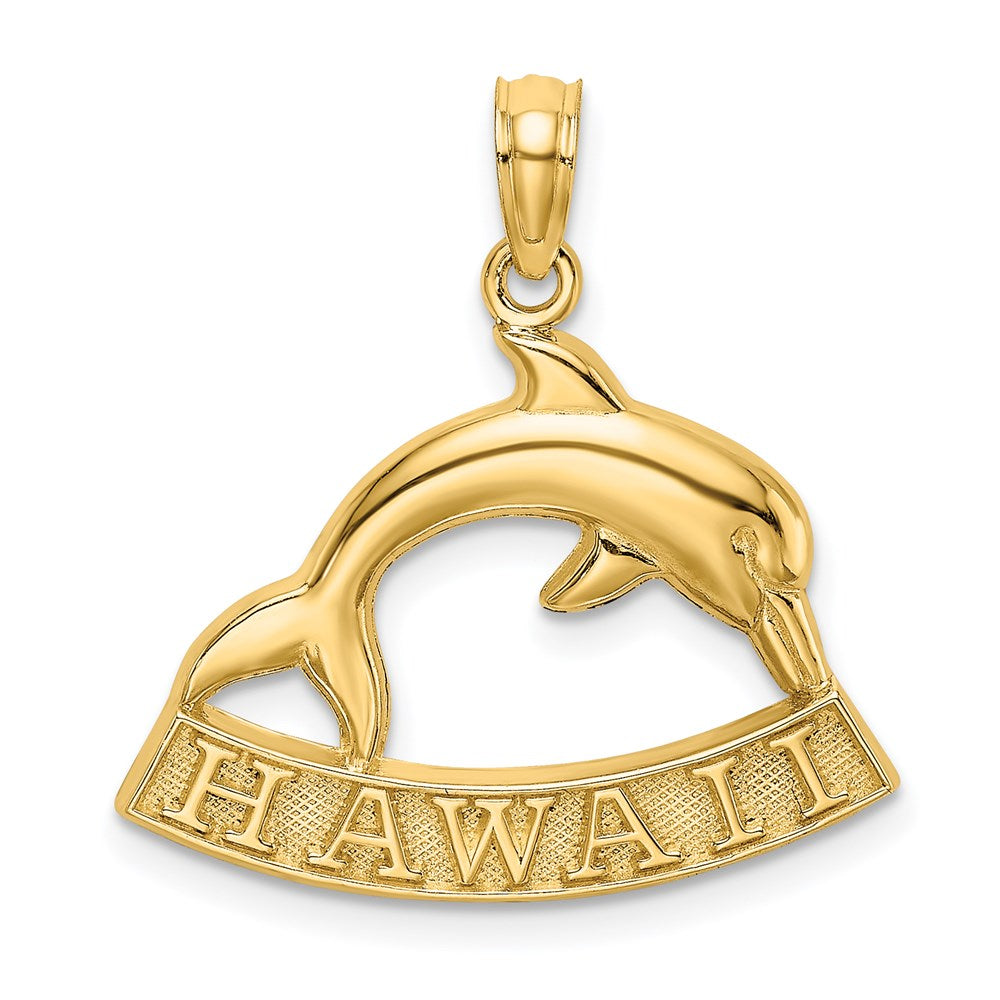 Image of ID 1 14k Yellow Gold HAWAII Dolphin Charm