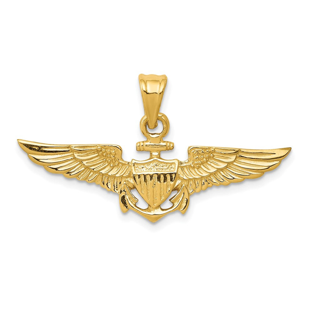 Image of ID 1 14k Yellow Gold Large US Naval Aviator Badge Pendant