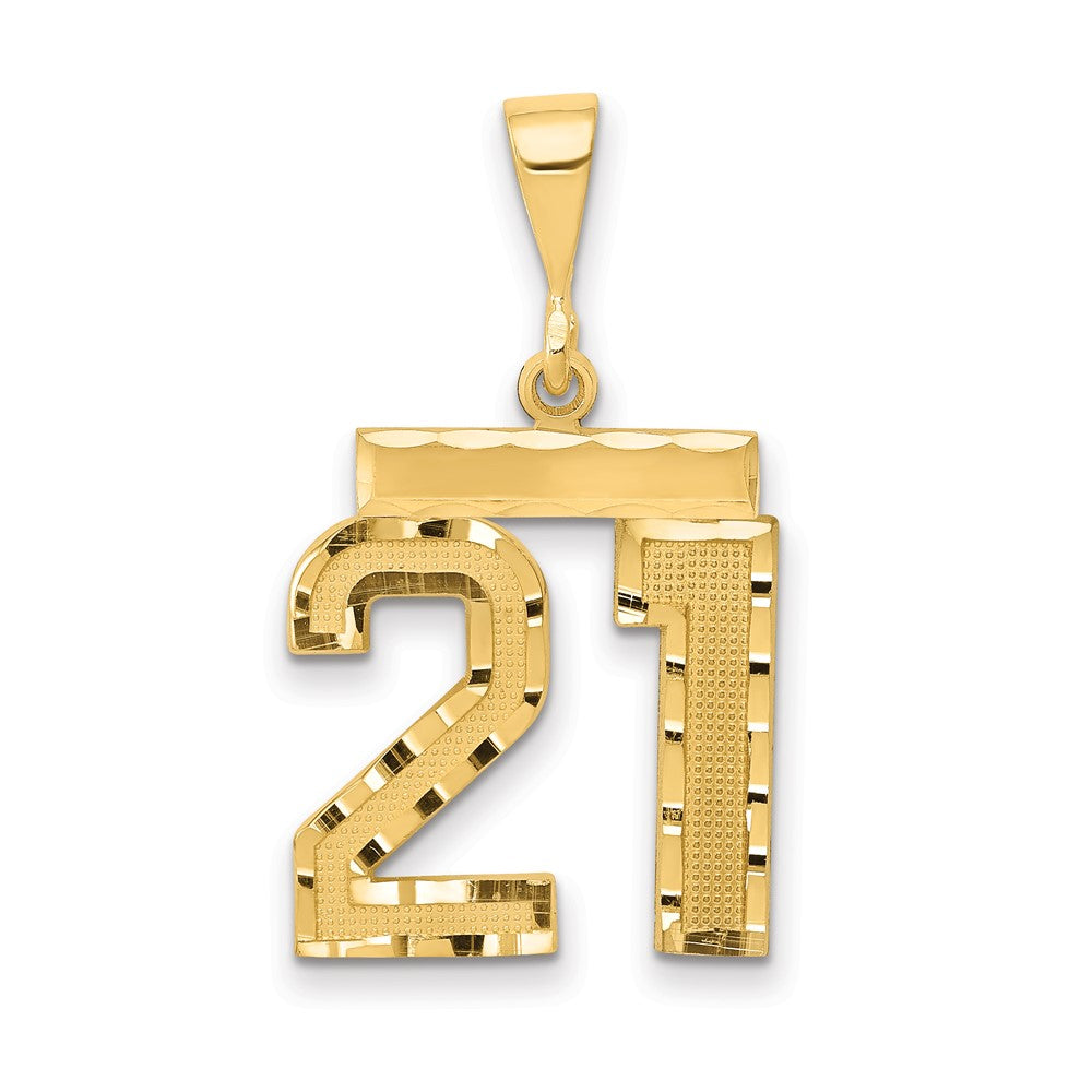 Image of ID 1 14k Yellow Gold Medium Diamond-cut Number 21 Charm