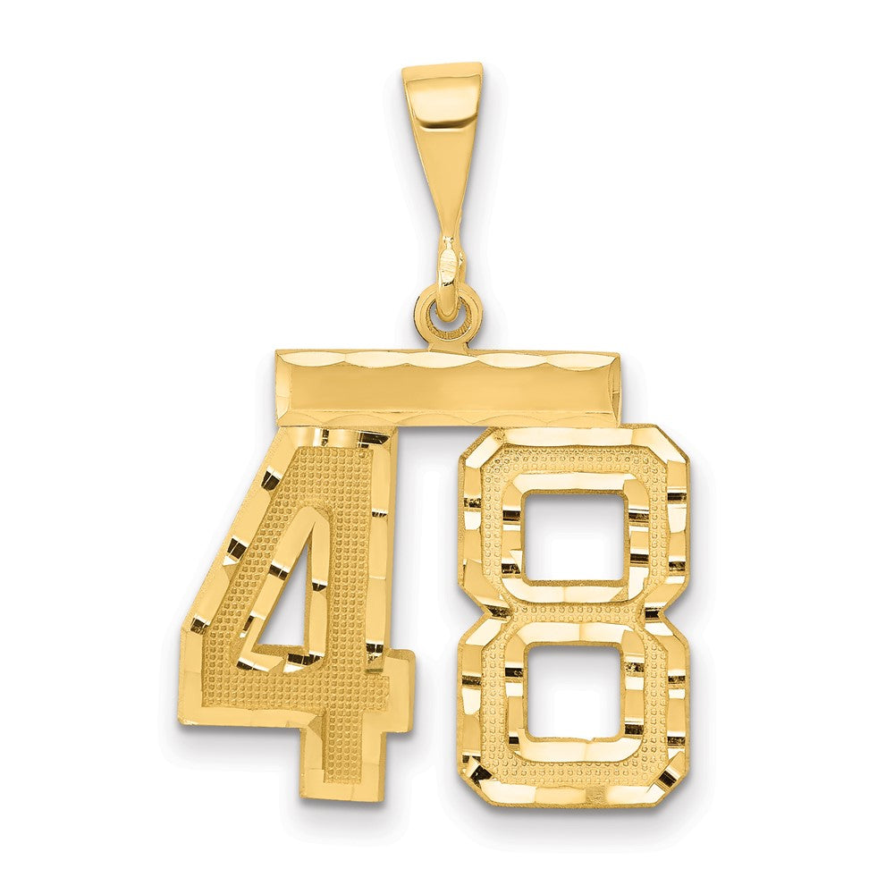 Image of ID 1 14k Yellow Gold Medium Diamond-cut Number 48 Charm