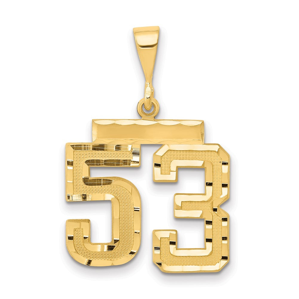 Image of ID 1 14k Yellow Gold Medium Diamond-cut Number 53 Charm