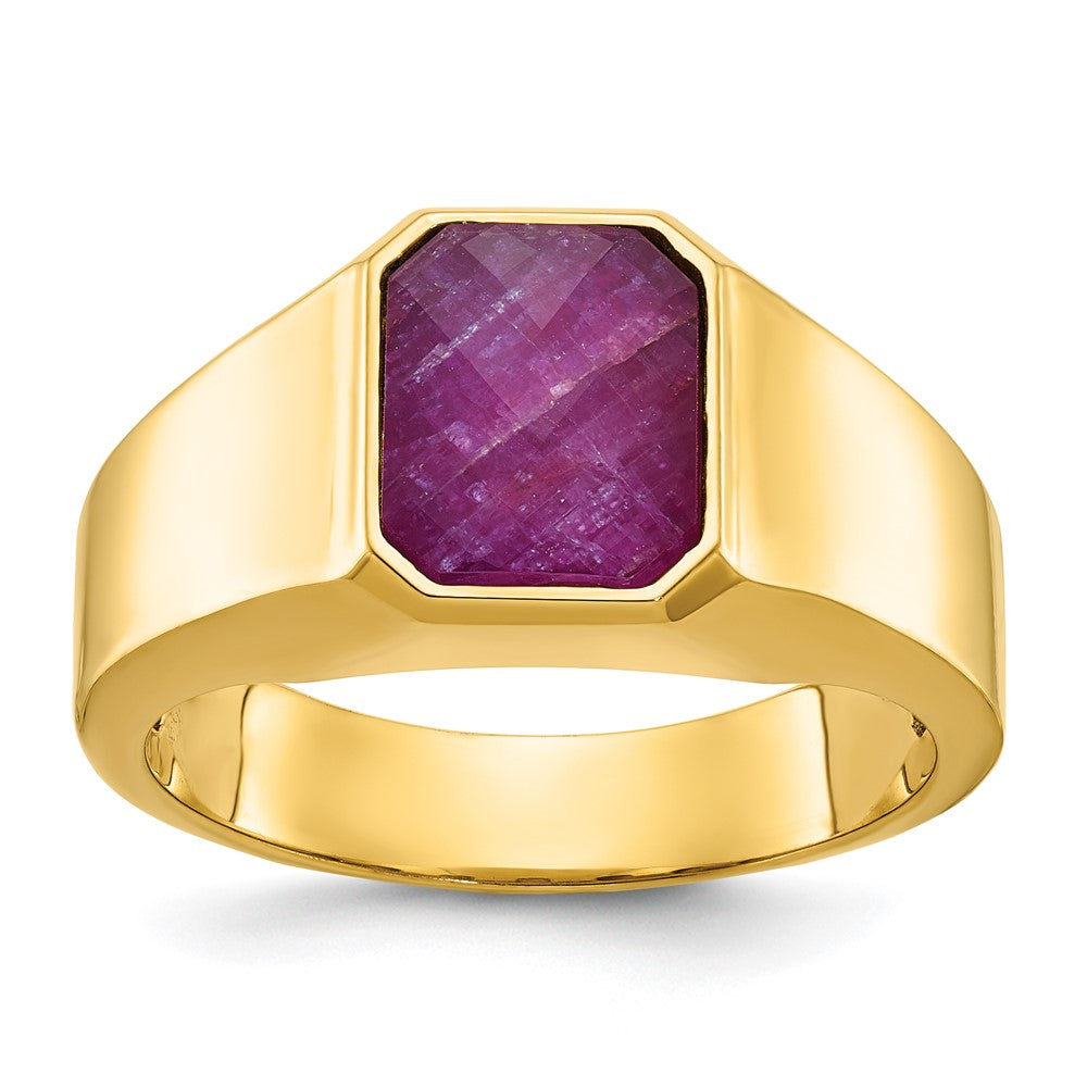 Image of ID 1 14k Yellow Gold Men's Ruby Doublet Stone Complete Ring