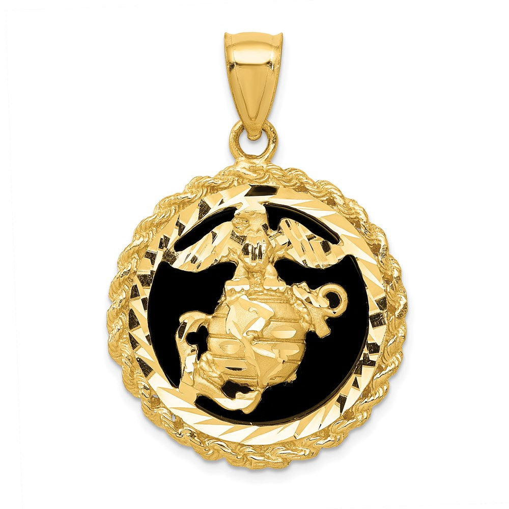 Image of ID 1 14k Yellow Gold Onyx Marine Corps Charm