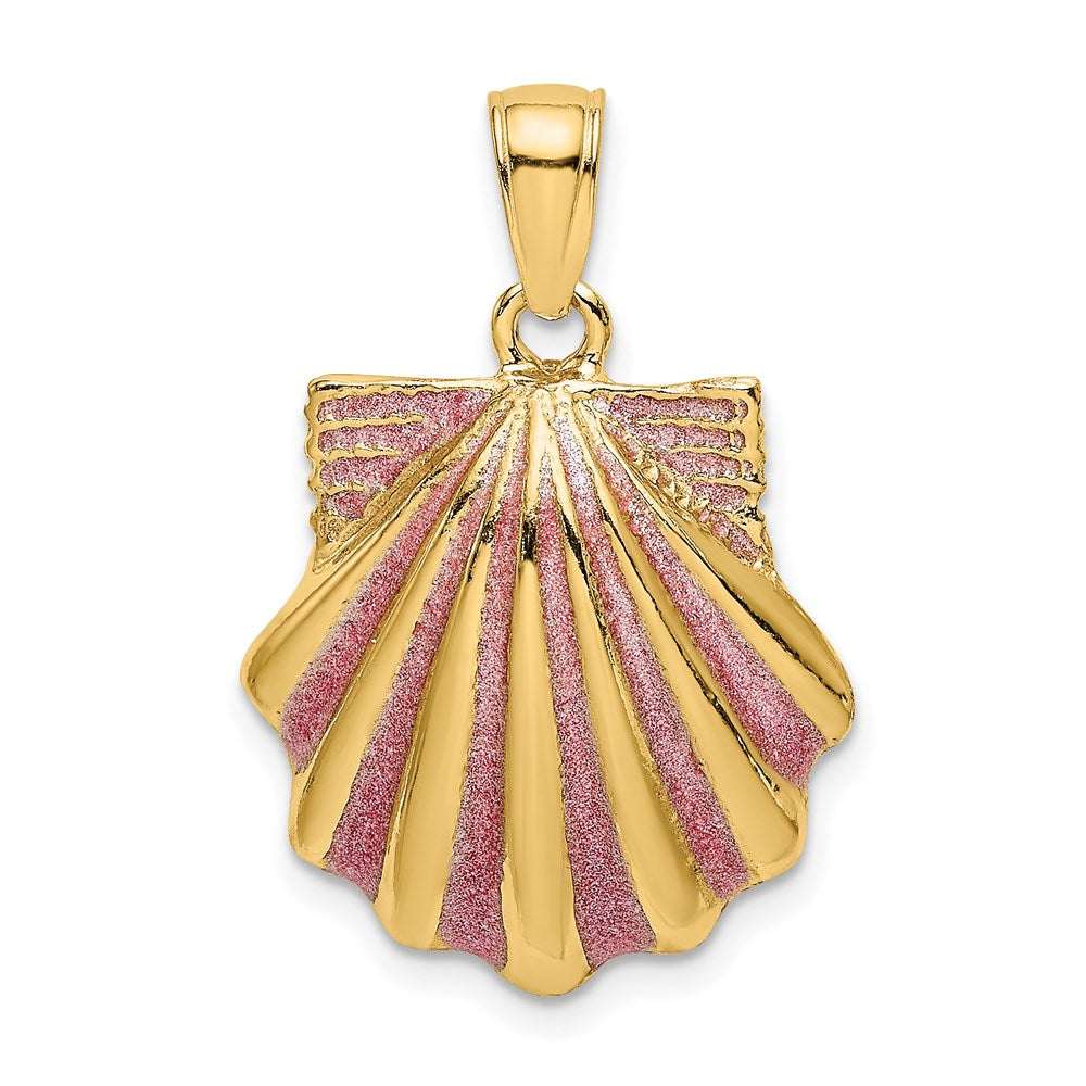 Image of ID 1 14k Yellow Gold Pink Enamel Scallop Shell Charm
