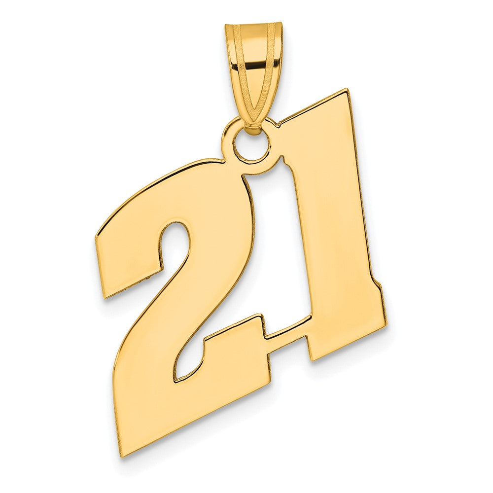 Image of ID 1 14k Yellow Gold Polished Block Number 21 Pendant