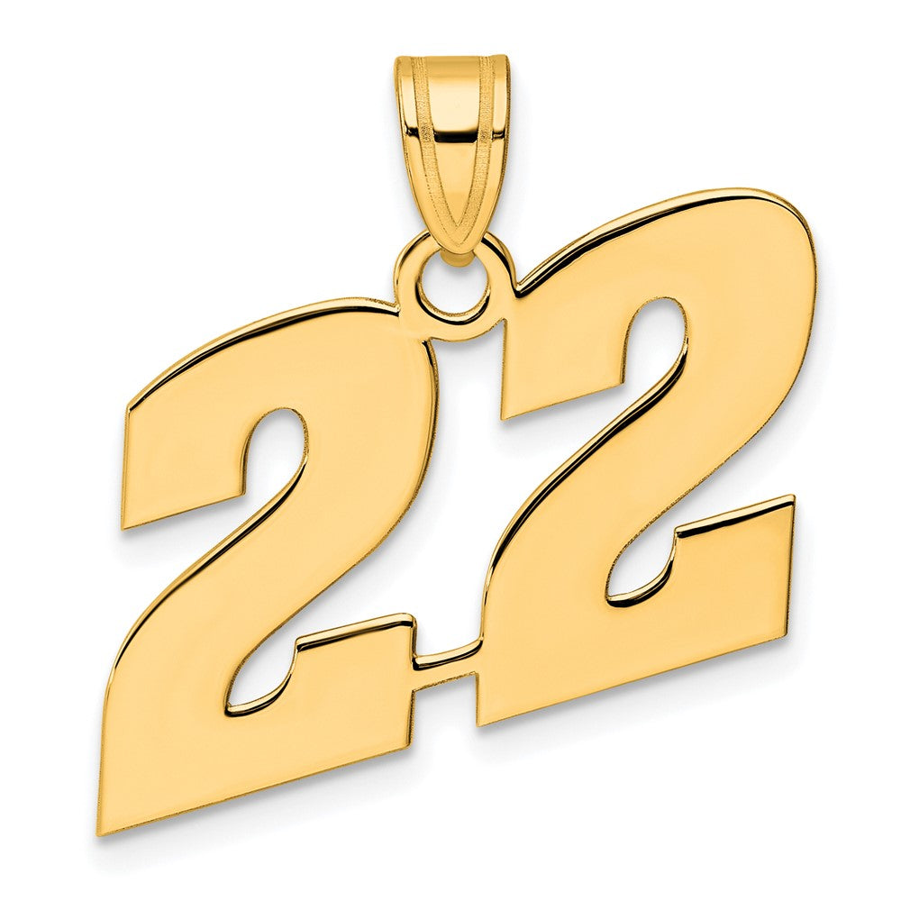 Image of ID 1 14k Yellow Gold Polished Block Number 22 Pendant