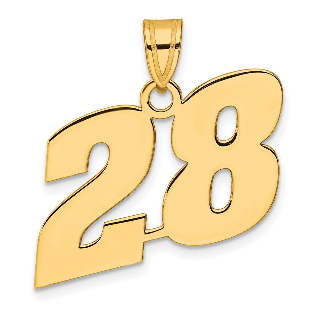 Image of ID 1 14k Yellow Gold Polished Block Number 28 Pendant