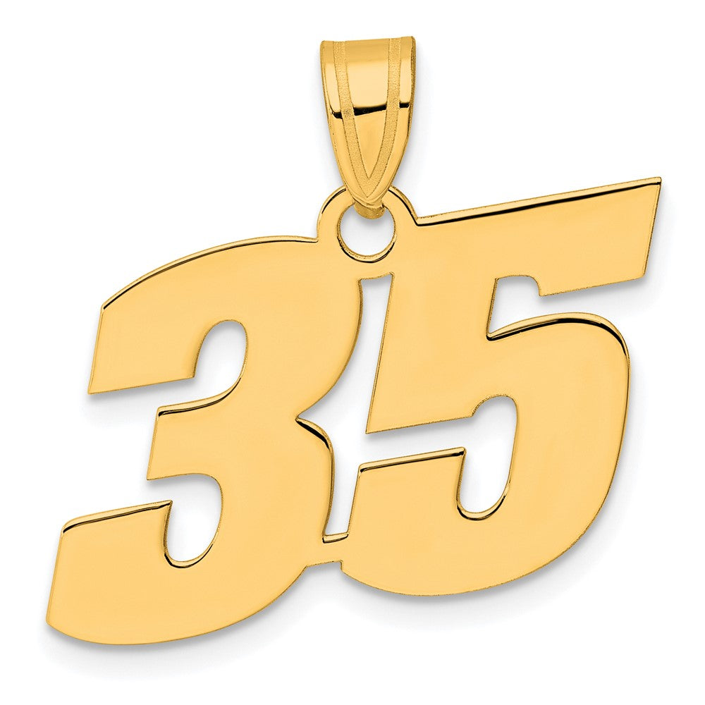 Image of ID 1 14k Yellow Gold Polished Block Number 35 Pendant