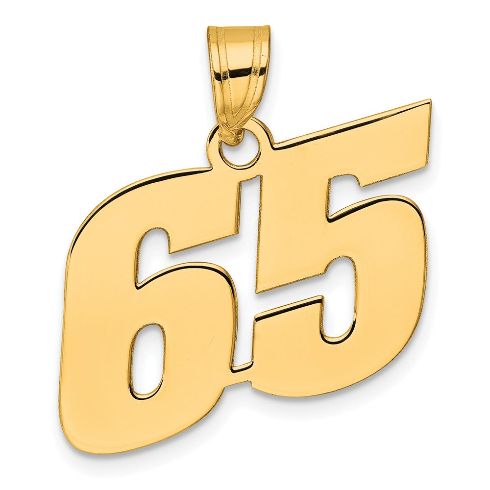 Image of ID 1 14k Yellow Gold Polished Block Number 65 Pendant