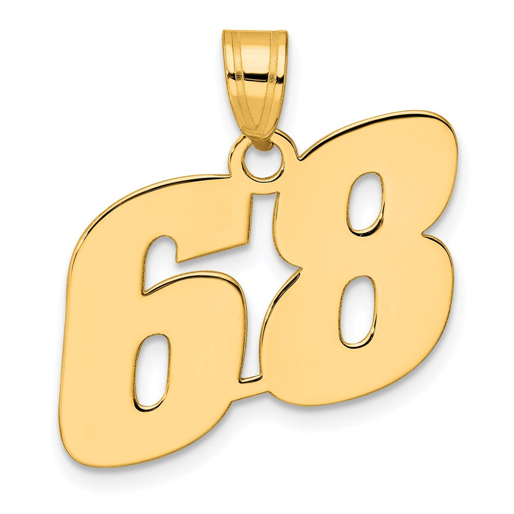 Image of ID 1 14k Yellow Gold Polished Block Number 68 Pendant