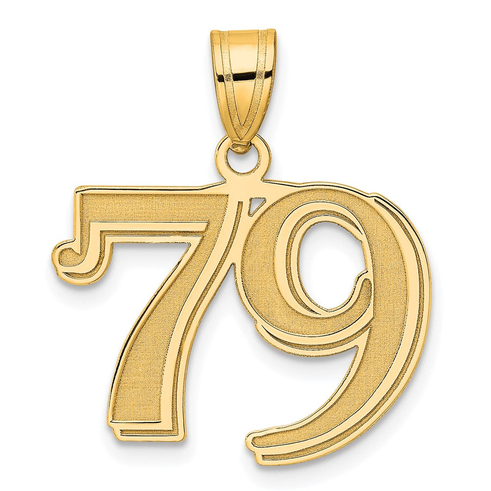 Image of ID 1 14k Yellow Gold Polished Etched Number 79 Pendant