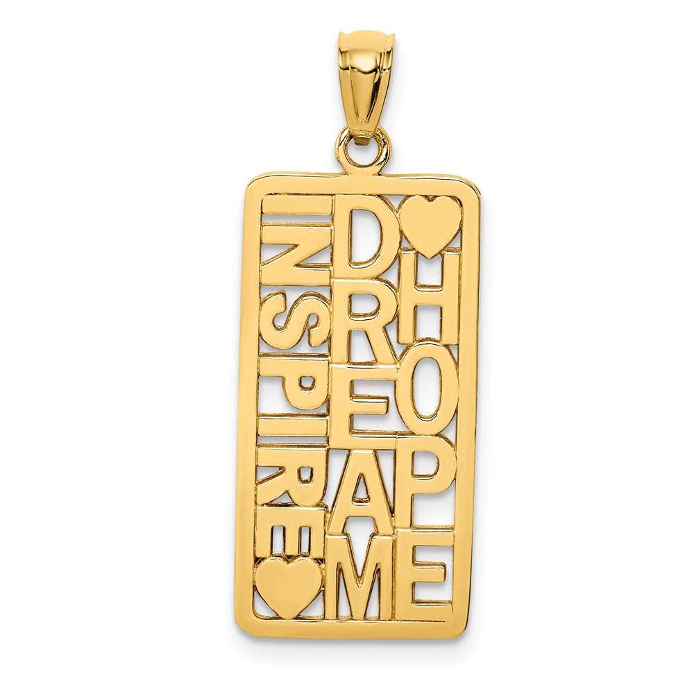 Image of ID 1 14k Yellow Gold Polished INSPIRE DREAM HOPE Rectangular Pendant