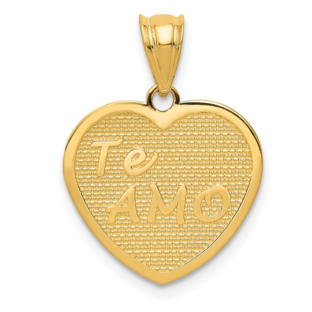 Image of ID 1 14k Yellow Gold Polished Te Amo Heart Pendant