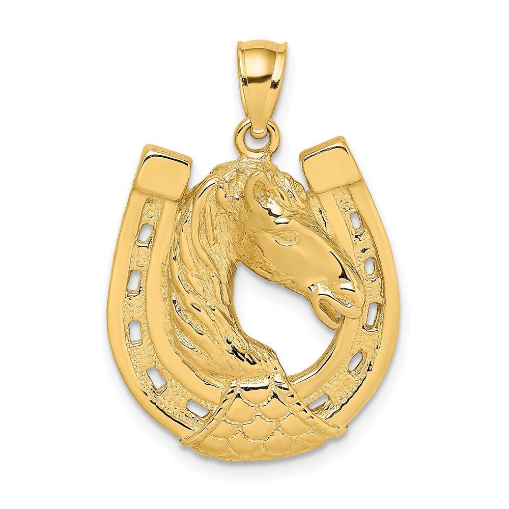 Image of ID 1 14k Yellow Gold Polished and Engraved Horse Head In Shoe Charm