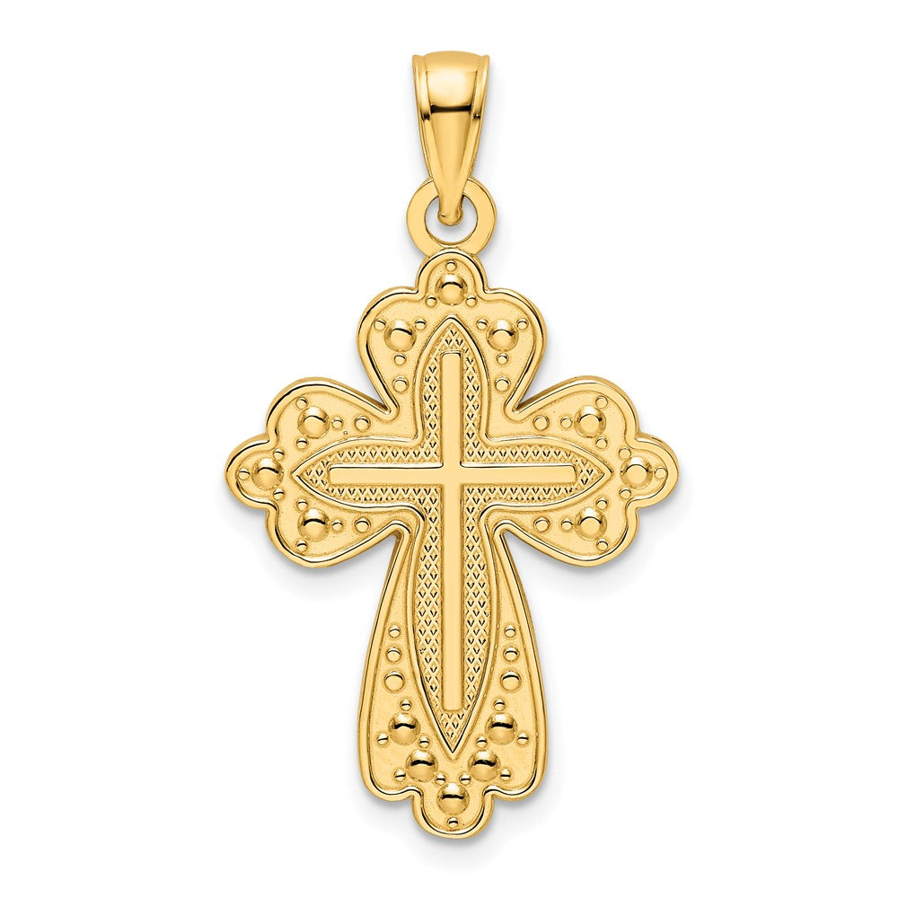 Image of ID 1 14k Yellow Gold Polished and Textured Cross Pendant