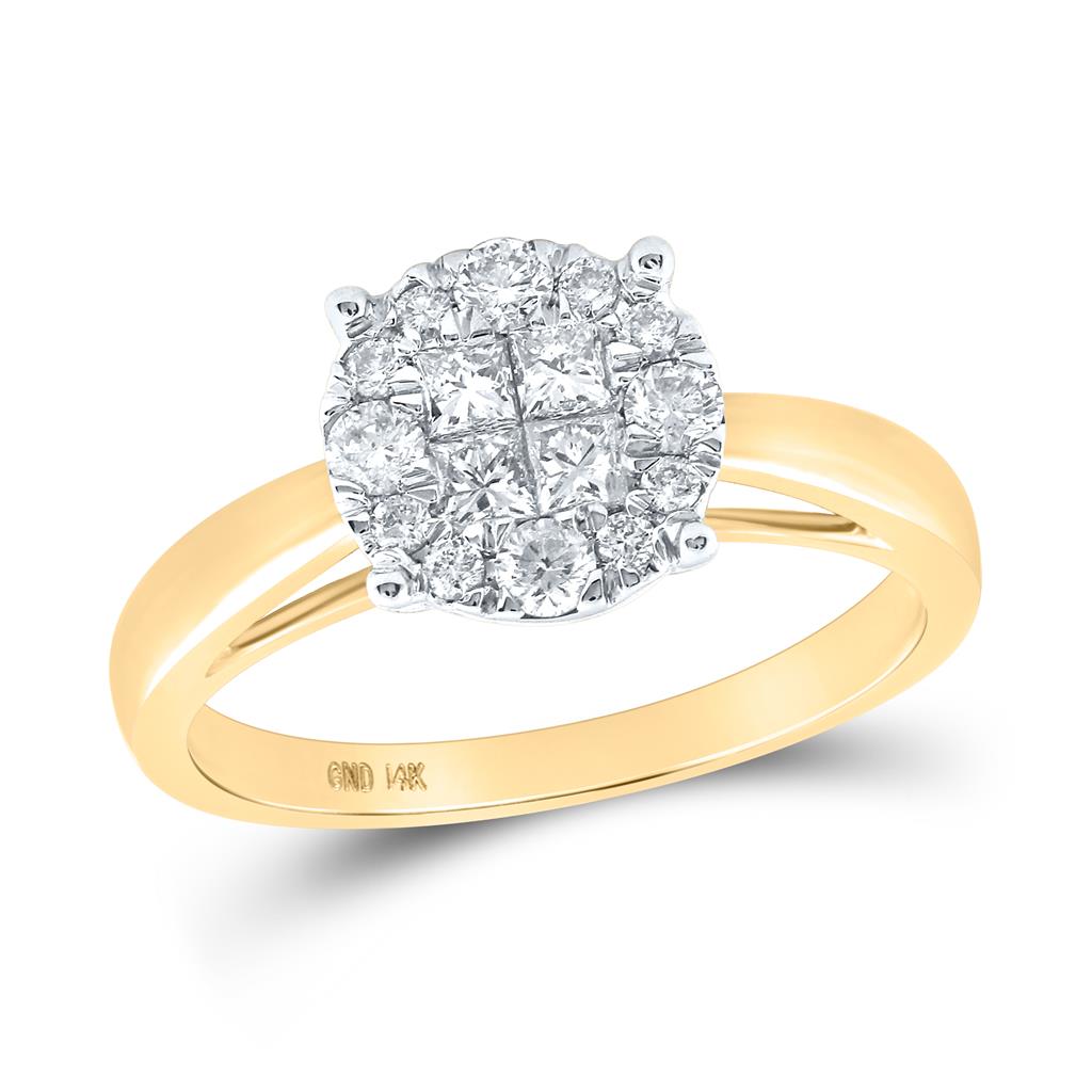 Image of ID 1 14k Yellow Gold Princess Diamond Bridal Engagement Ring 1/2 Cttw