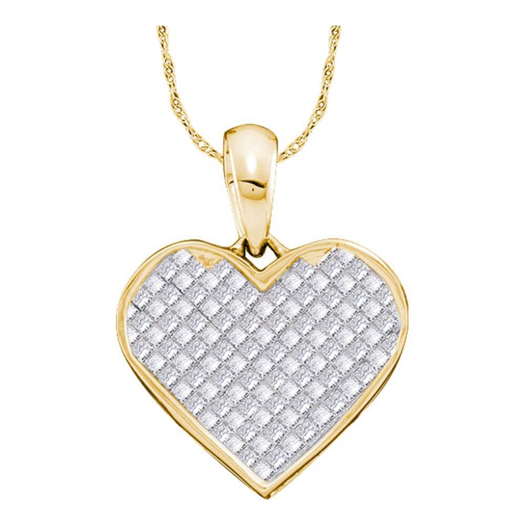 Image of ID 1 14k Yellow Gold Princess Diamond Heart Pendant 1/4 Cttw
