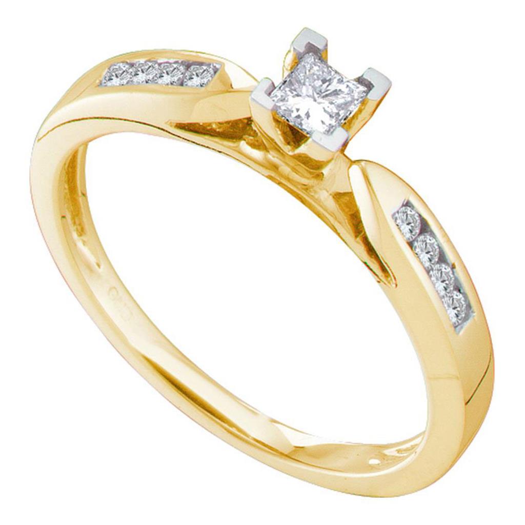 Image of ID 1 14k Yellow Gold Princess Diamond Solitaire Promise Ring 1/4 Cttw