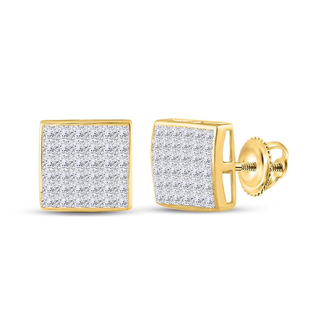 Image of ID 1 14k Yellow Gold Princess Diamond Square Earrings 1 Cttw