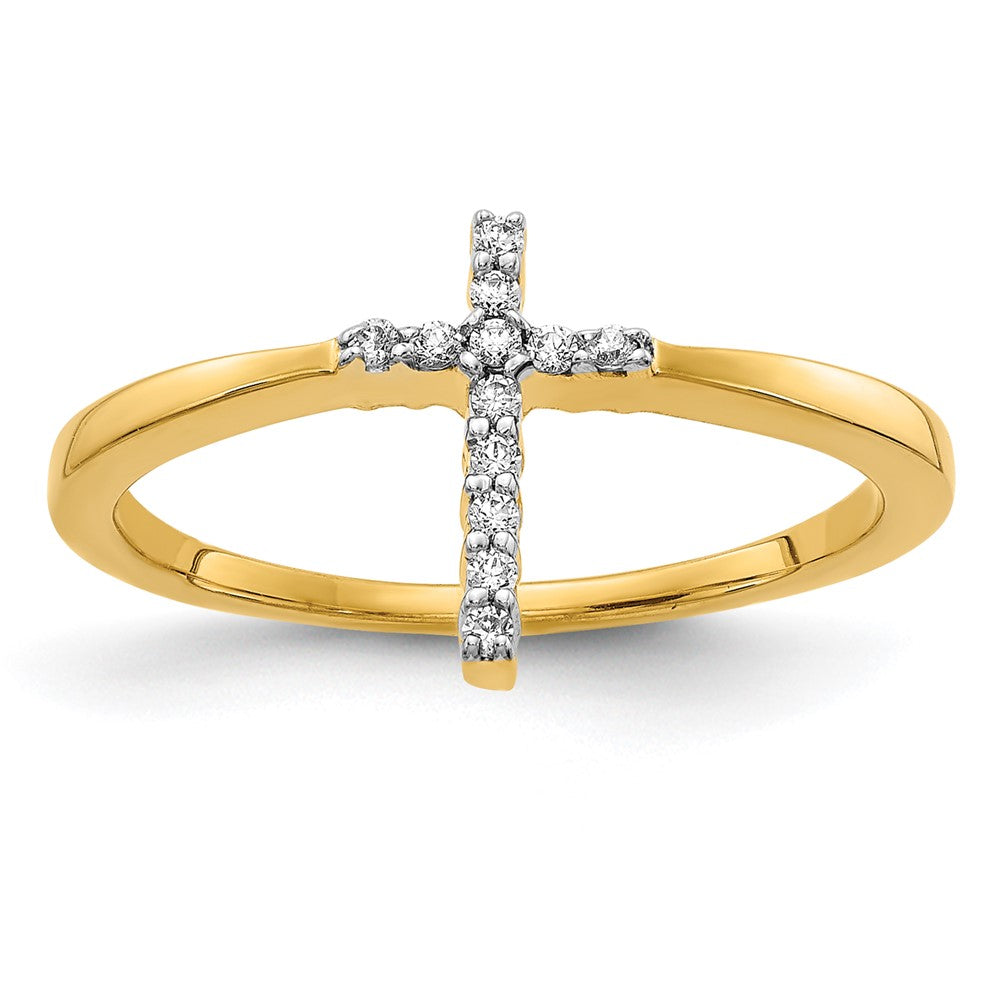 Image of ID 1 14k Yellow Gold Real Diamond Cross Ring