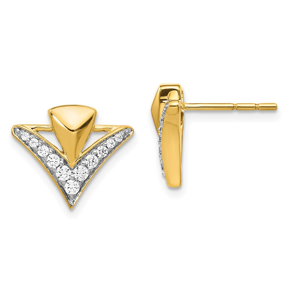 Image of ID 1 14k Yellow Gold Real Diamond Fancy Post Earrings