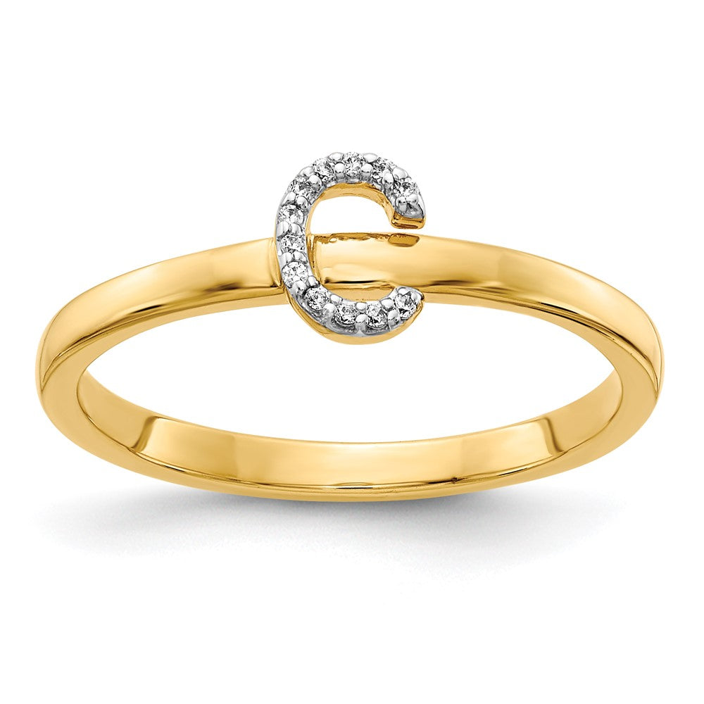 Image of ID 1 14k Yellow Gold Real Diamond Initial C Ring