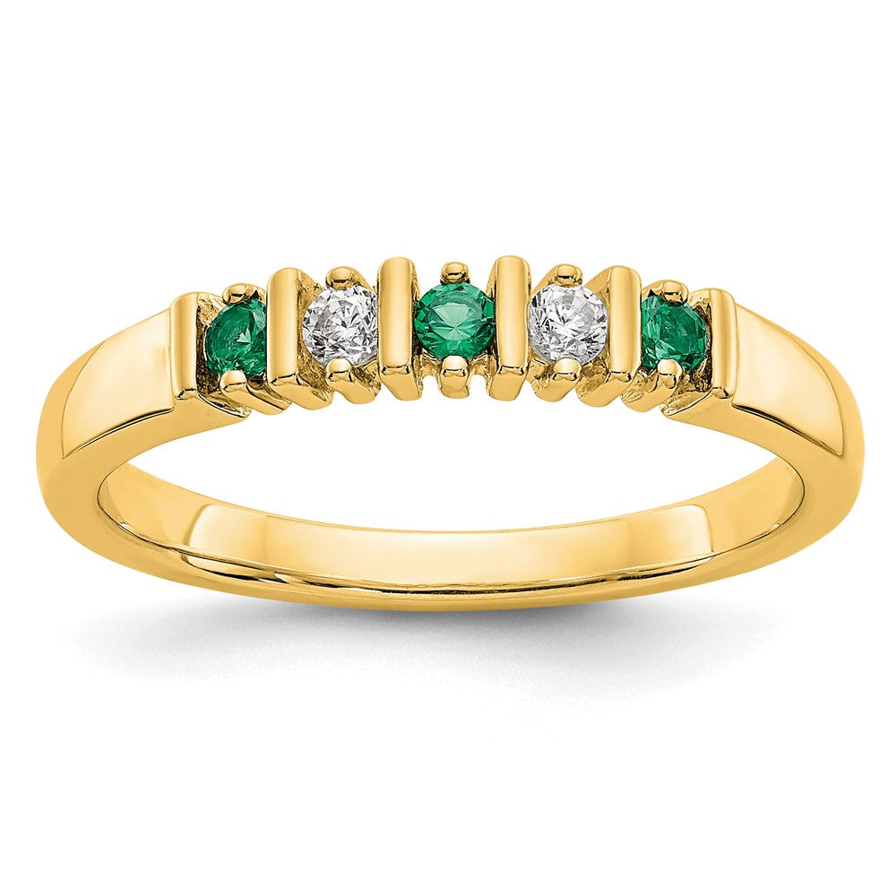 Image of ID 1 14k Yellow Gold Real Diamond w/Emerald Band