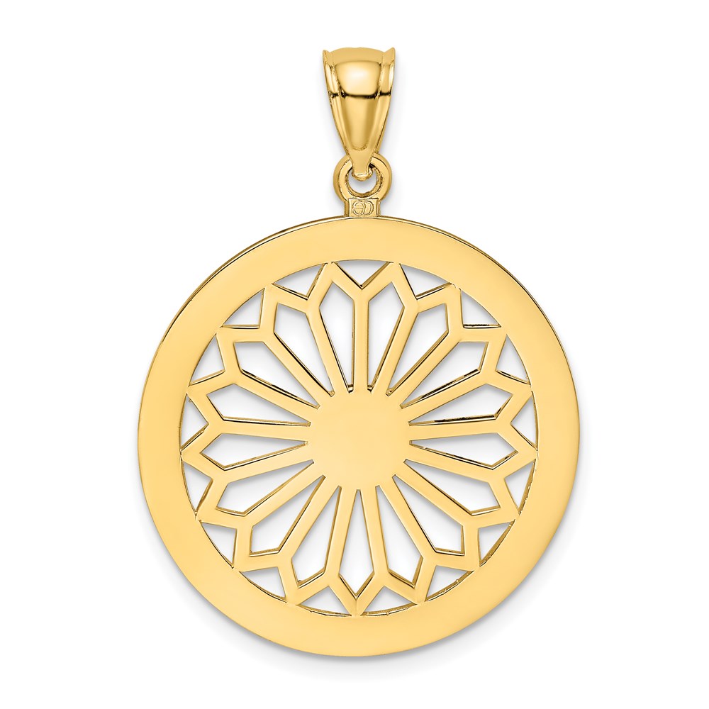Image of ID 1 14k Yellow Gold Retro Daisy In Round Frame Charm